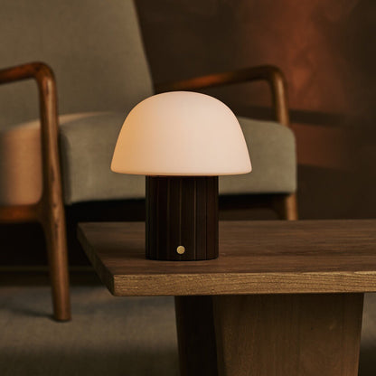 Etienne Dark Brown Rechargeable Table Lamp | Dimmable, Modular Lampshade & 3 Light Colors