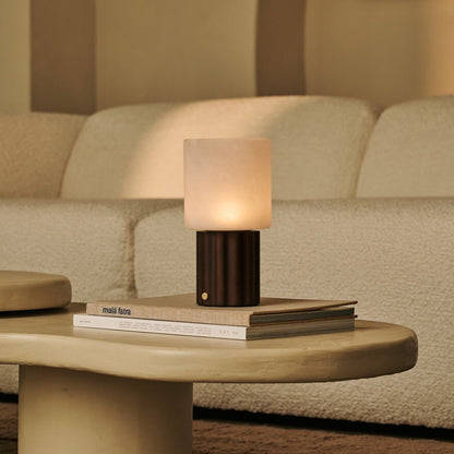 Frank Dark Brown Rechargeable Table Lamp | Cordless, 3 Light Colors, Dimmable