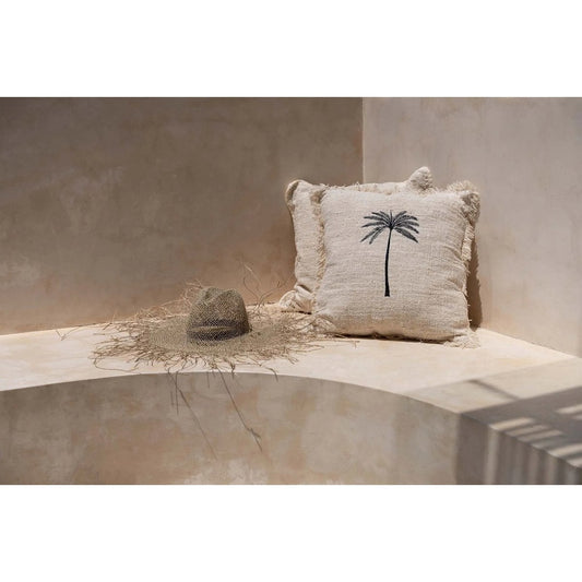 De Gili Palm Kussenhoes - Natuurlijk Zwart