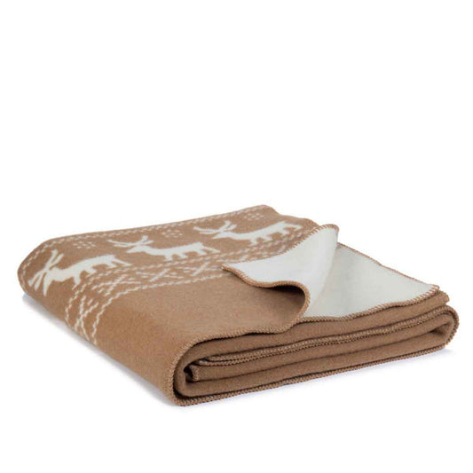 Deken van merinowol Rendeer - beige – MoST Blankets (foto 2 van 5)