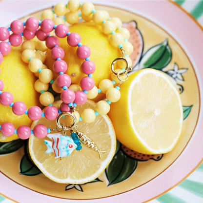 Beaded necklace with Miyuki beads - yellow/mint