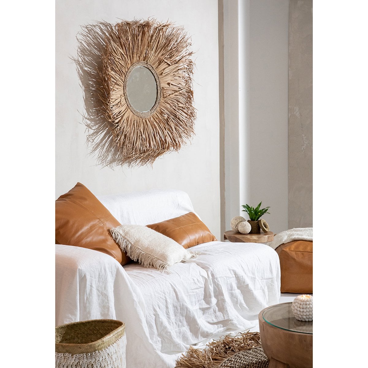 The Four Panel Leren Kussenhoes - Camel - 60x60 – Bazar Bizar Living (foto 7 van 7)