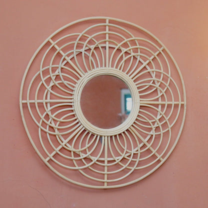 Ronde Rotan Spiegel 58 cm | Handgemaakte Boho Wandspiegel PUTUK