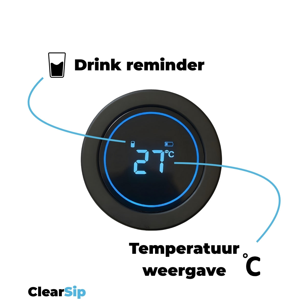 ClearSip – Slimme Waterfles Mat Zwart
