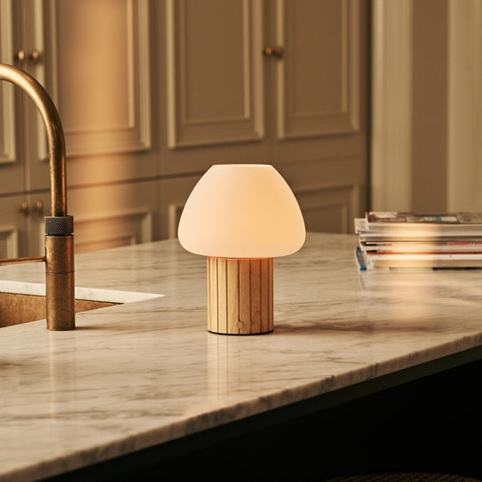 Romée Lichtbruine Oplaadbare Tafellamp | Modulaire lampenkap, dimbaar en 3 lichtkleuren