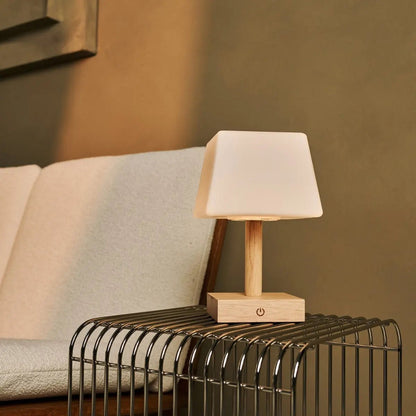 Tommy lichtbruine houten oplaadbare tafellamp