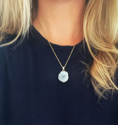 White Druzy Agaat Ketting – Clarity & Positivity