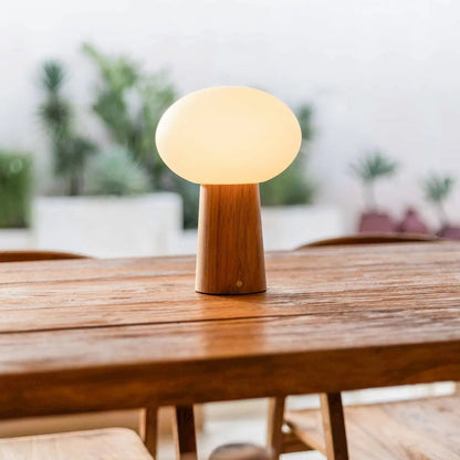 Max Lichtbruine Houten Oplaadbare Tafellamp