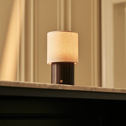 Donnée Dark Brown Rechargeable Table Lamp | Cordless, 3 Light Modes & Linen Blend