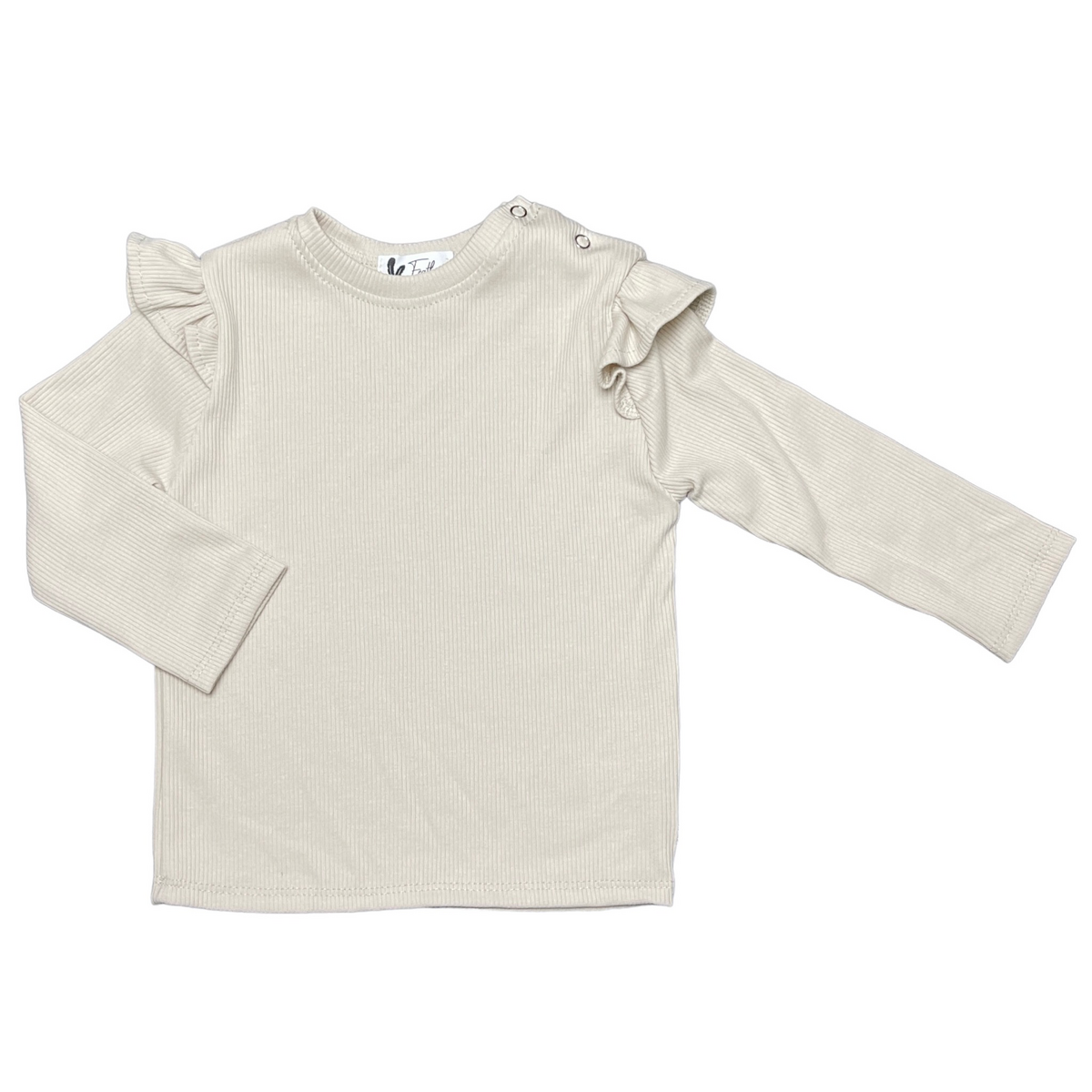 Longsleeve ruffle rib jersey – Natural Beige