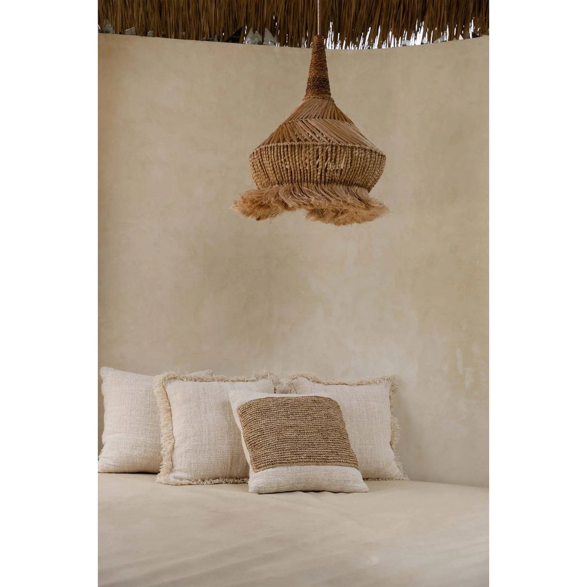 De Raffia Stempel Kussenhoes - Natuurlijk – Bazar Bizar Living (foto 2 van 9)