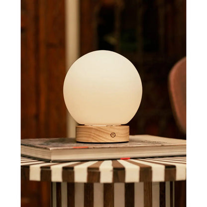 Flore Kleine Lichtbruine Houten Oplaadbare Lamp