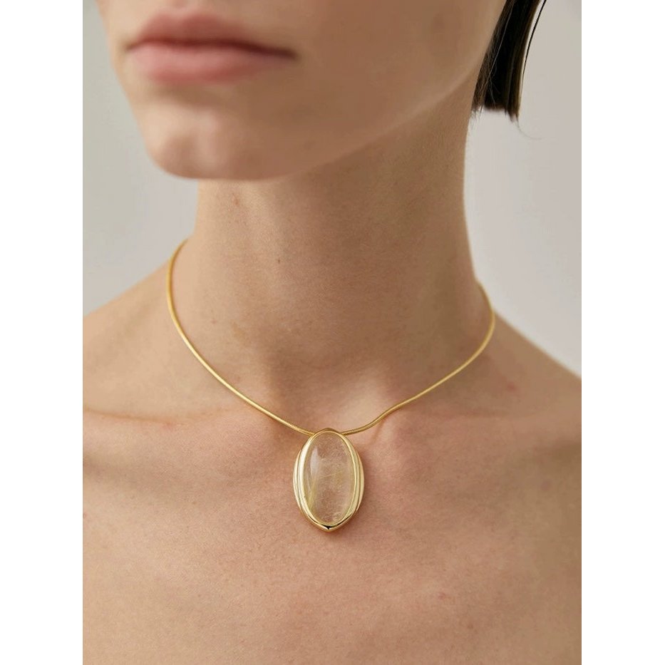 LanLivia Kwarts Ovale Hanger Goud