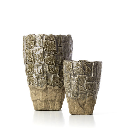 De Rock Texture Vaas - Grijze steen - L