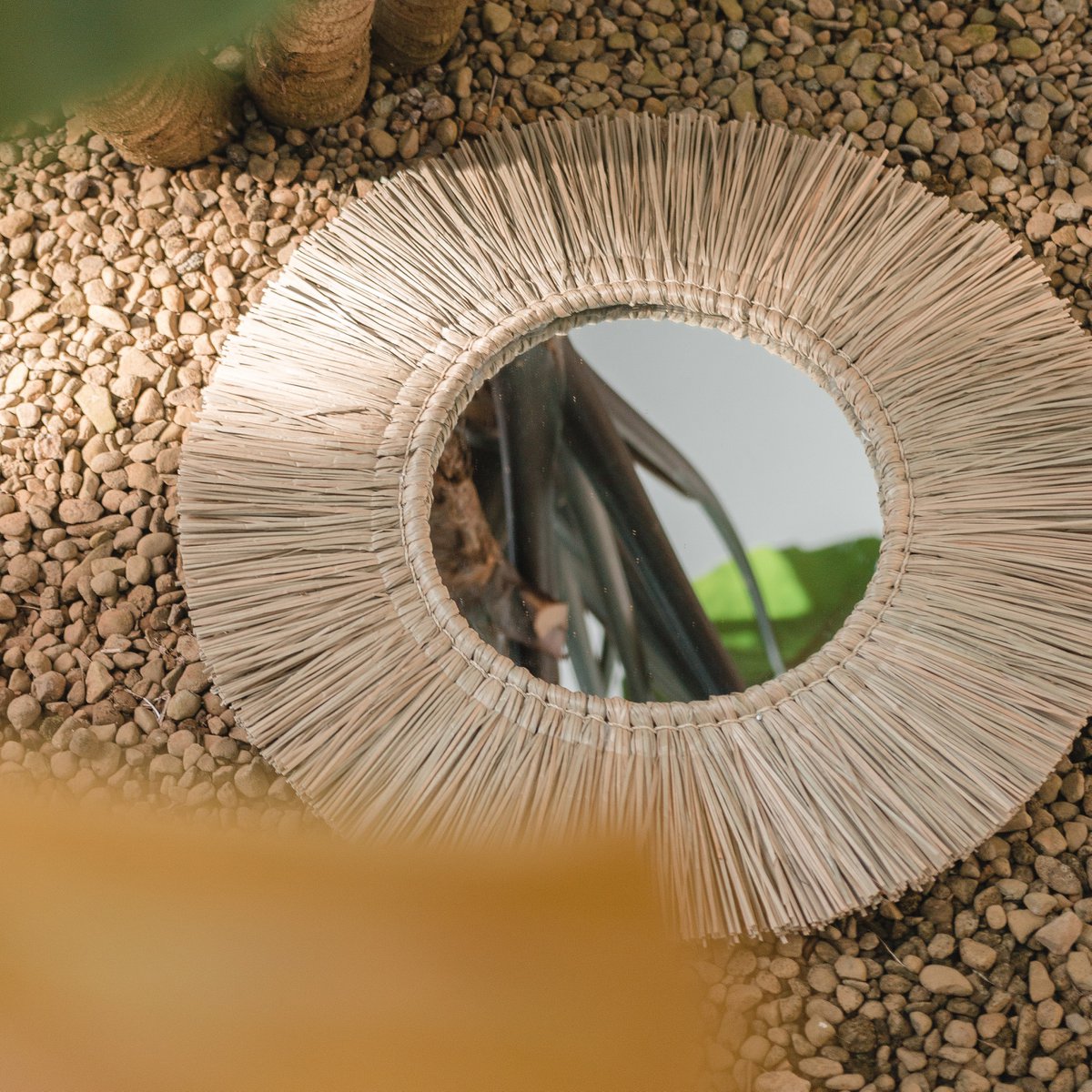 Wandspiegel van Zeegras Rond met 60 cm Diameter RIMBA – Soeji (foto 2 van 6)