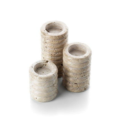 De Travertine Ripple T-Lichthouder - Beige - L