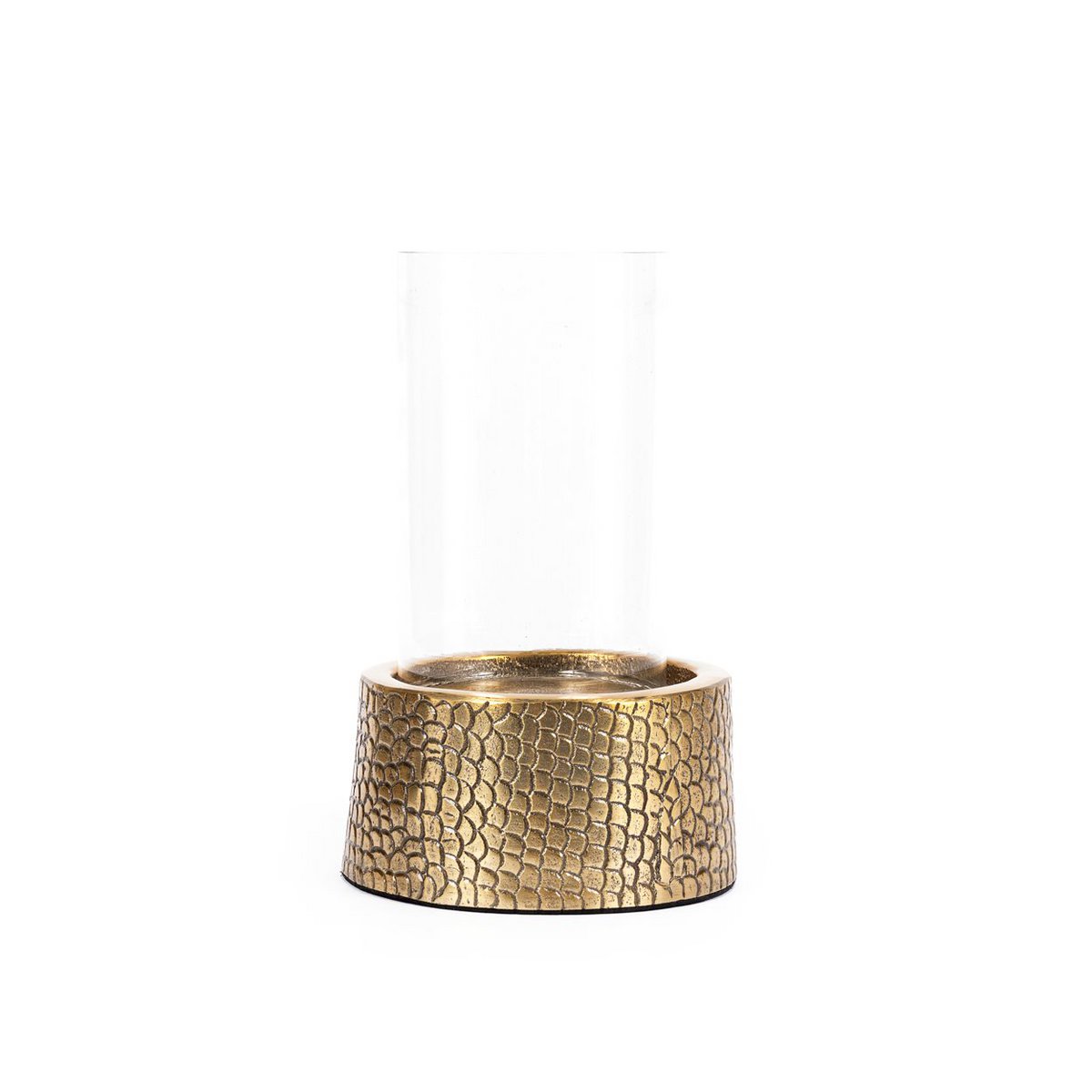 De Croco Kaarsenhouder met Glas - Messing - M – Bazar Bizar Living