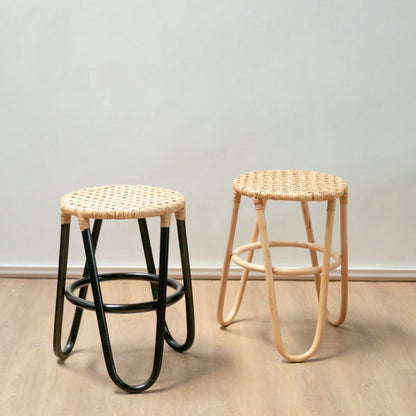 Rotan kruk KOLAKA – zwart