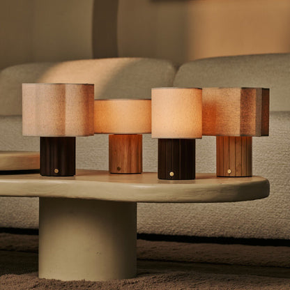 Channa Dark Brown Rechargeable Table Lamp | Linen Blend, Stylish & Functional