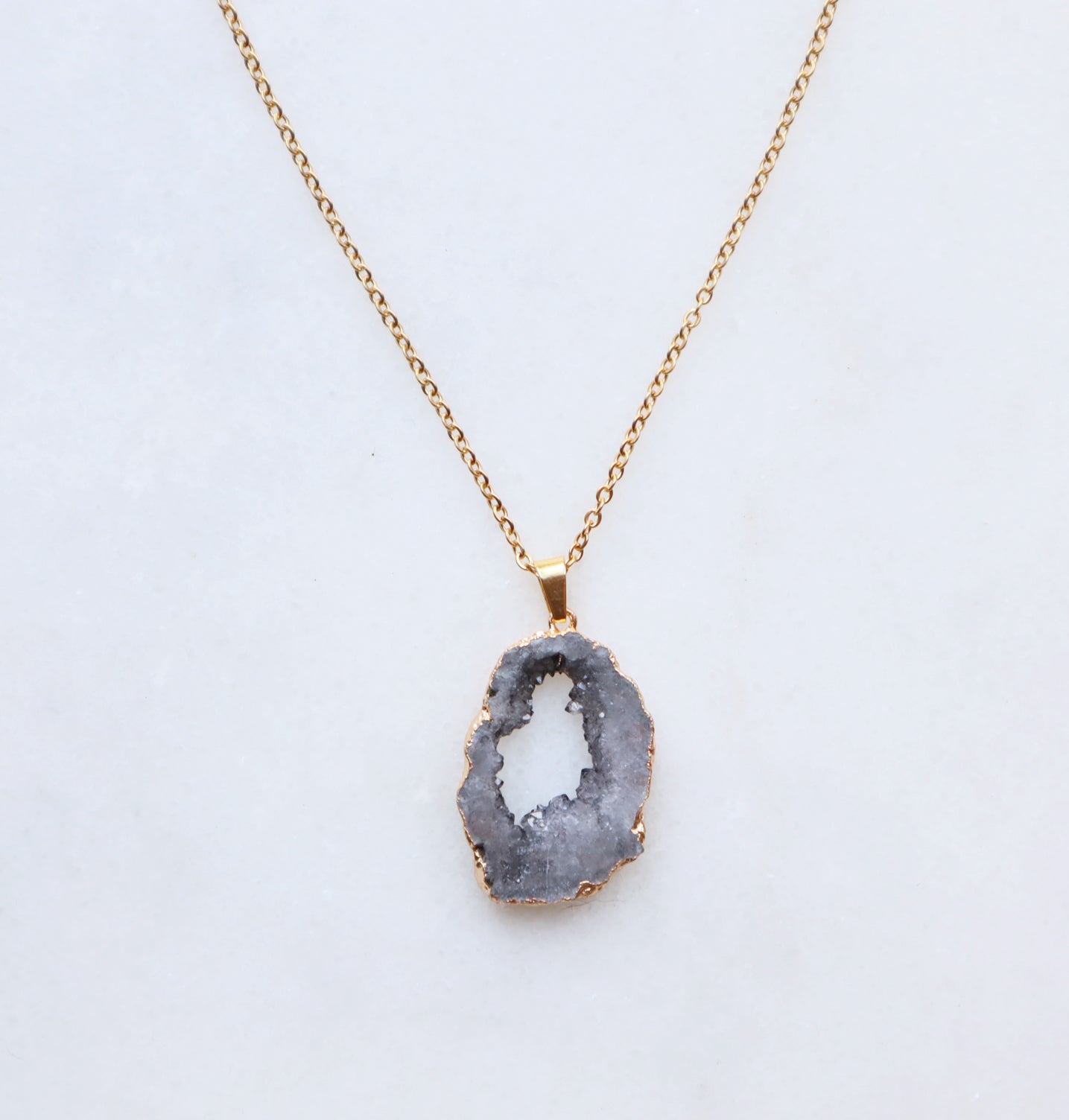 Smokey Druzy Sprinkle Ketting (S) – aarding & balans