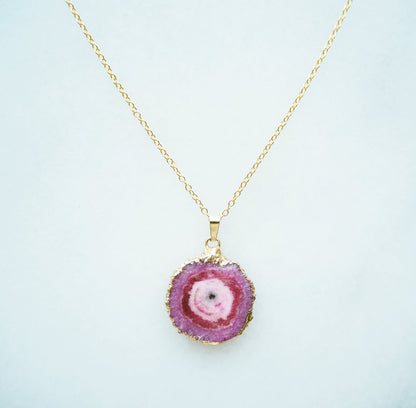 Roze Druzy Agaat Ketting – liefde & positiviteit