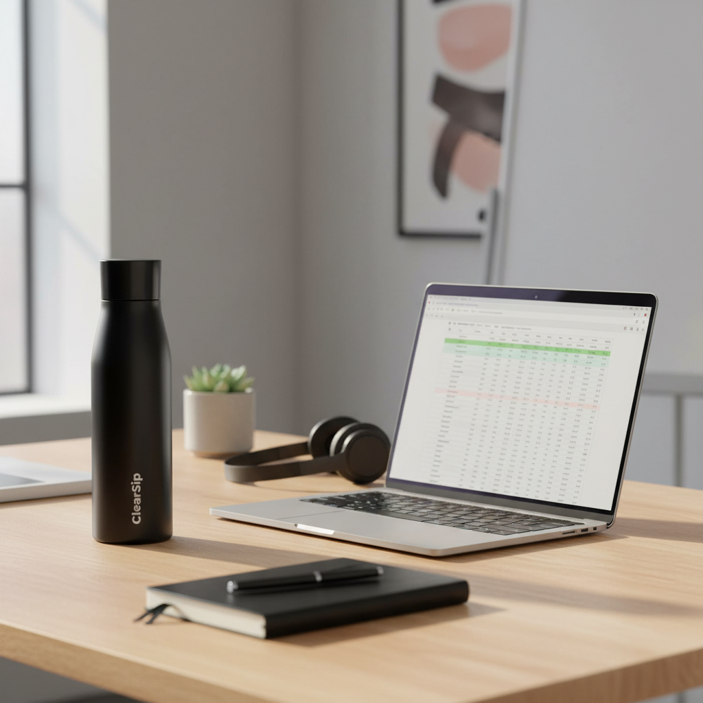 ClearSip – Slimme Waterfles Mat Zwart