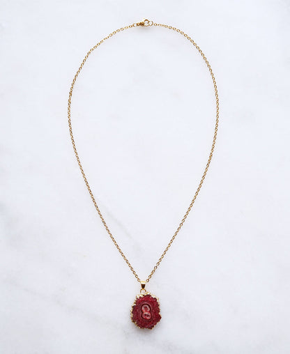 Strawberry Druzy Agaat Ketting – liefde & positiviteit