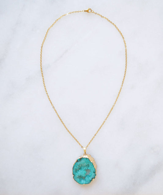 Turquoise Druzy Sprinkle Ketting – kracht & uitstraling