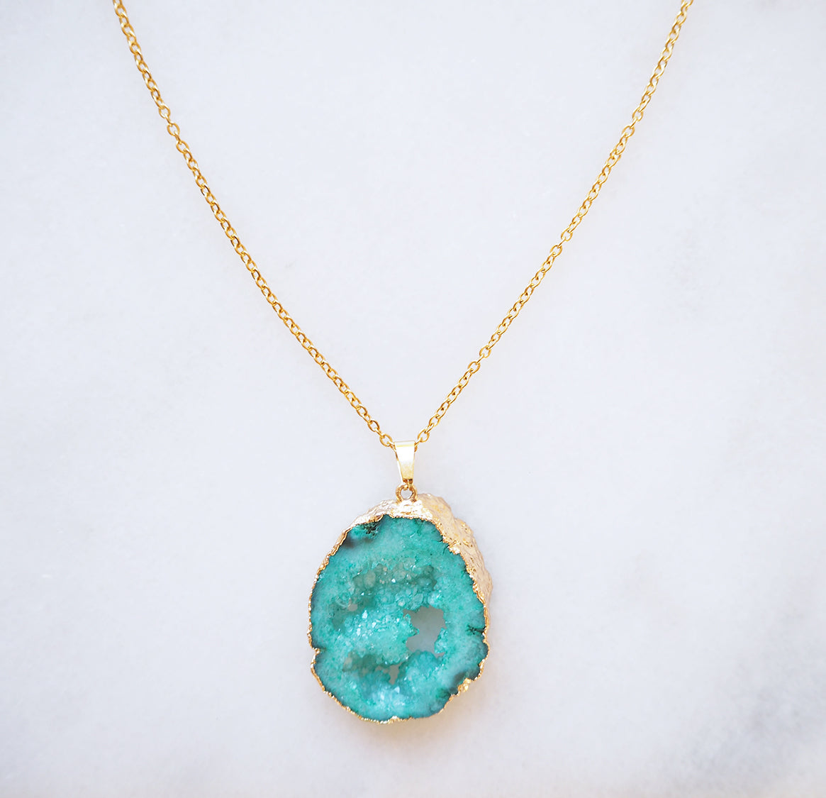 Turquoise Druzy Sprinkle Ketting – kracht & uitstraling