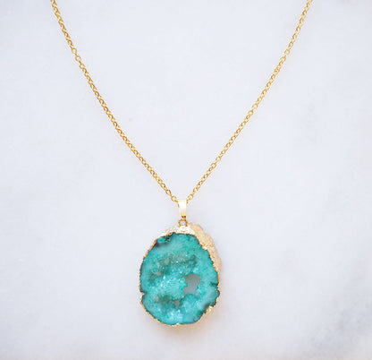 Turquoise Druzy Sprinkle Ketting – kracht & uitstraling