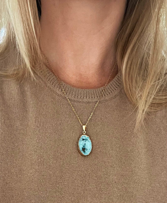 Turquoise Druzy Sprinkle Ketting (S) – fris & krachtig