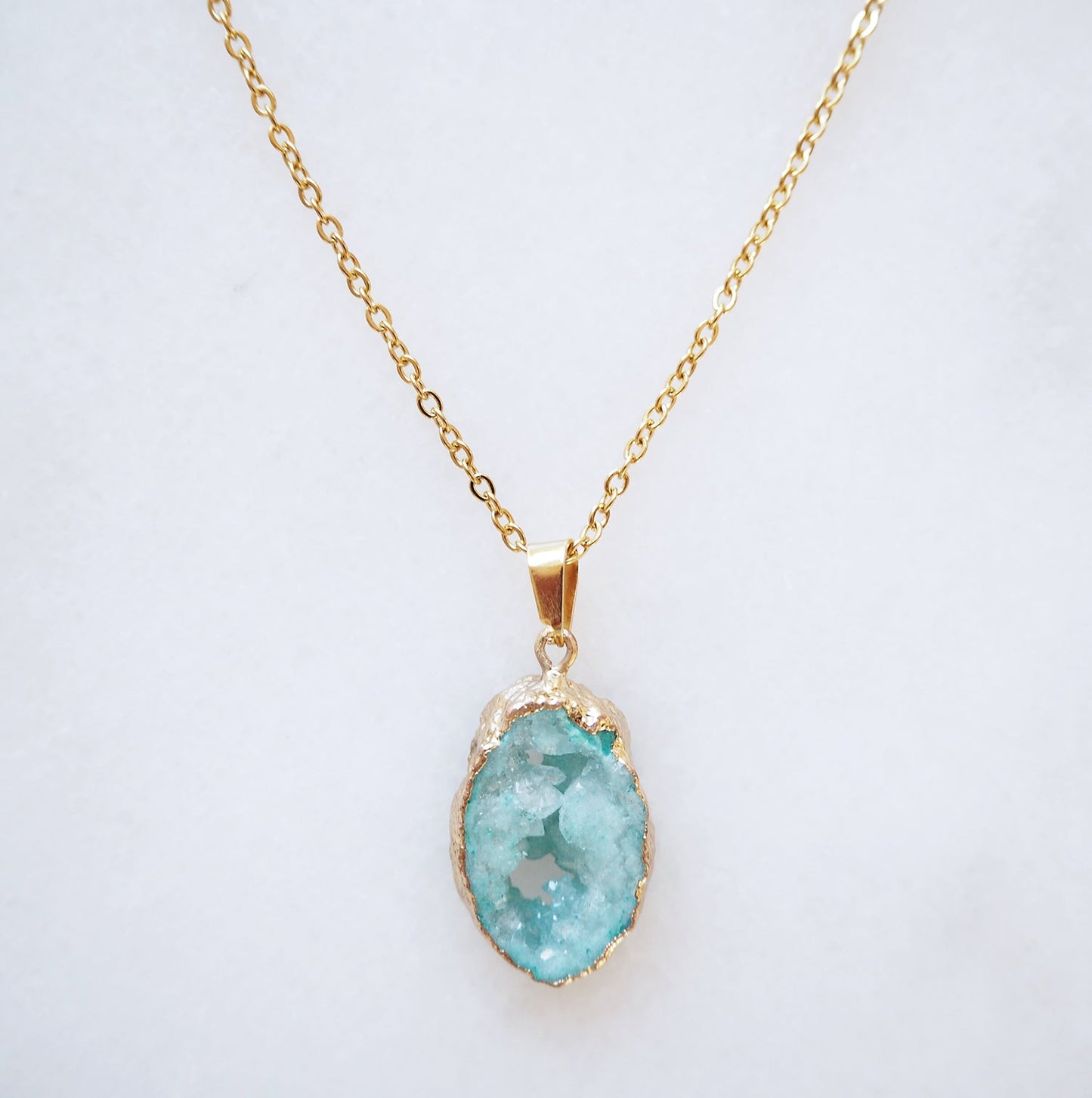 Turquoise Druzy Sprinkle Ketting (S) – fris & krachtig