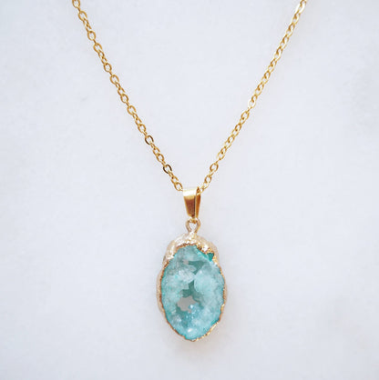 Turquoise Druzy Sprinkle Ketting (S) – fris & krachtig