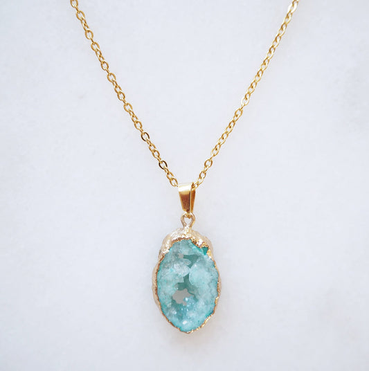 Turquoise Druzy Sprinkle Ketting (S) – fris & krachtig